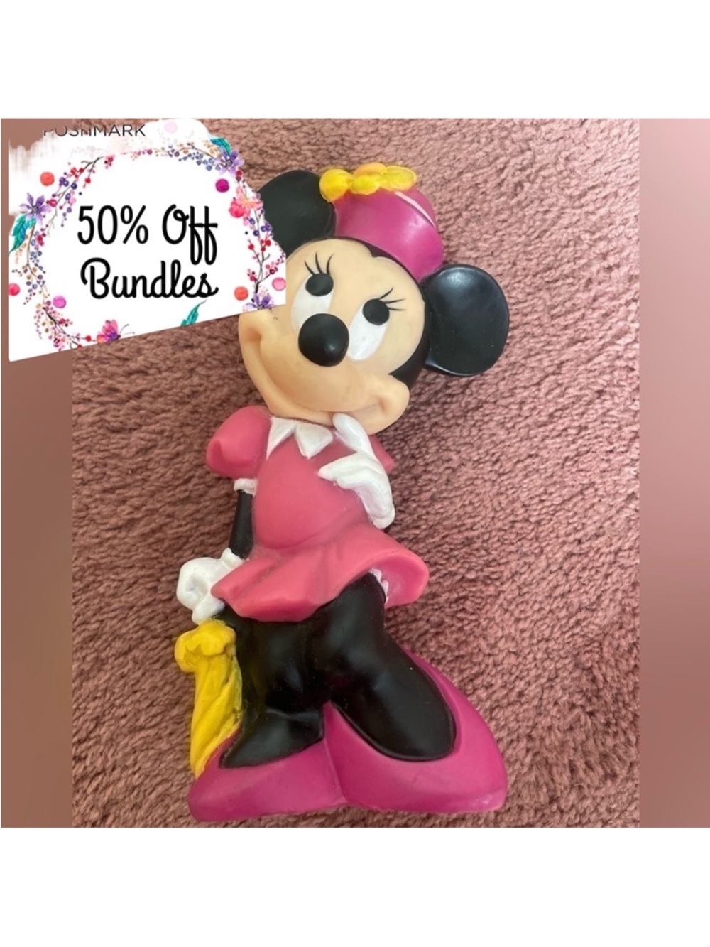 Vintage Minnie Mouse Coin Change Piggy Bank Walt Disneys 1960s ILLCO Toys 11in.